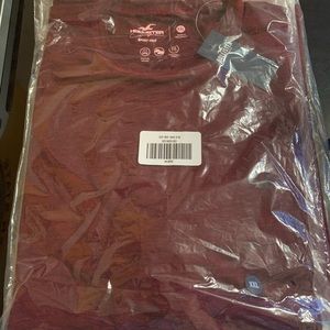 Hollister Burgundy Logo Icon Sport Knit Crew T-Shirt XXL